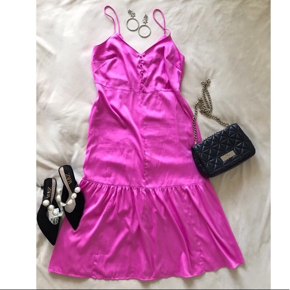 ASOS Dresses & Skirts - ASOS Satin Maxi/Midi Slip Dress in Pink